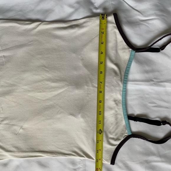 Medium White tank top,adjustable straps, navy & light blue trim, cotton/spandex - Picture 4 of 8